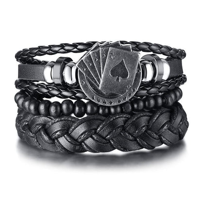 Boho Braided Wrap Leather Wristbands Set Bracelets - The Burner Shop