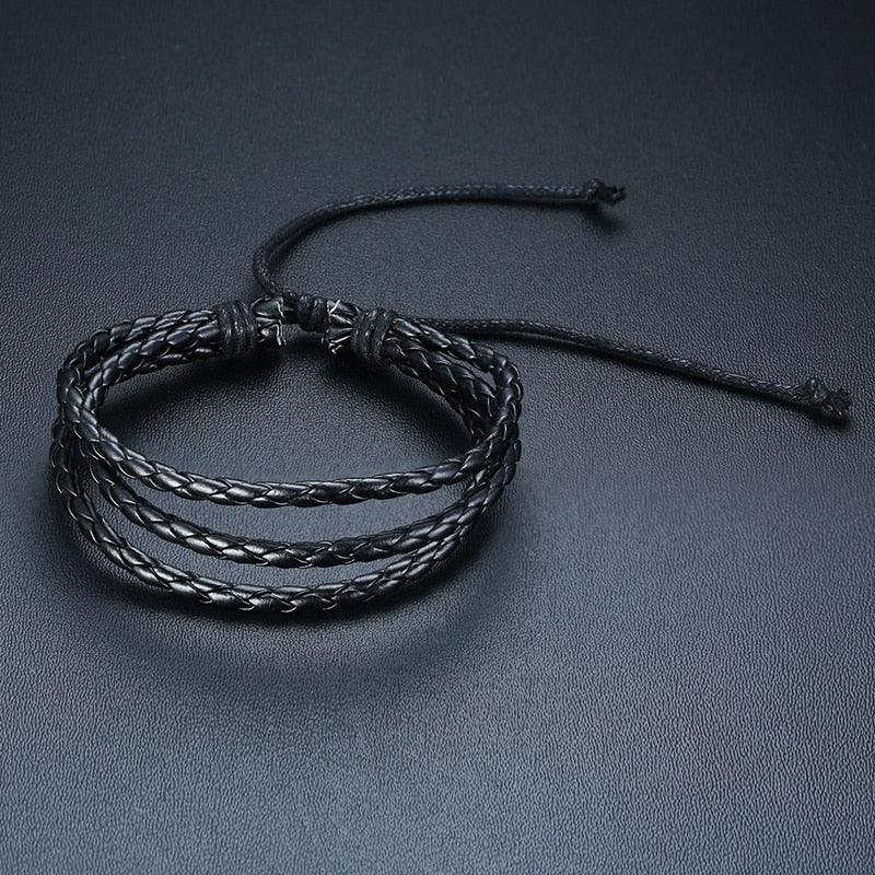 Boho Braided Wrap Leather Wristbands Set Bracelets - The Burner Shop