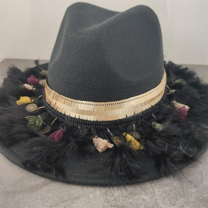 Boho Brim Wool Felt Fedora Panama Hat Hats - The Burner Shop