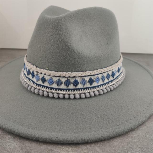 Boho Brim Wool Felt Fedora Panama Hat Hats - The Burner Shop