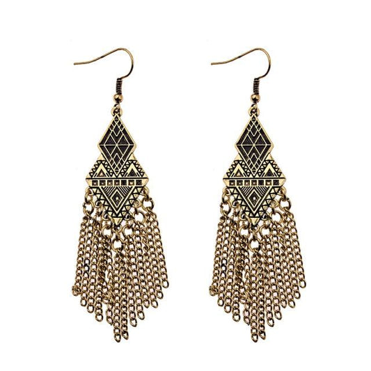 Boho Chain Tassel Drop Earrings Earrings - The Burner Shop