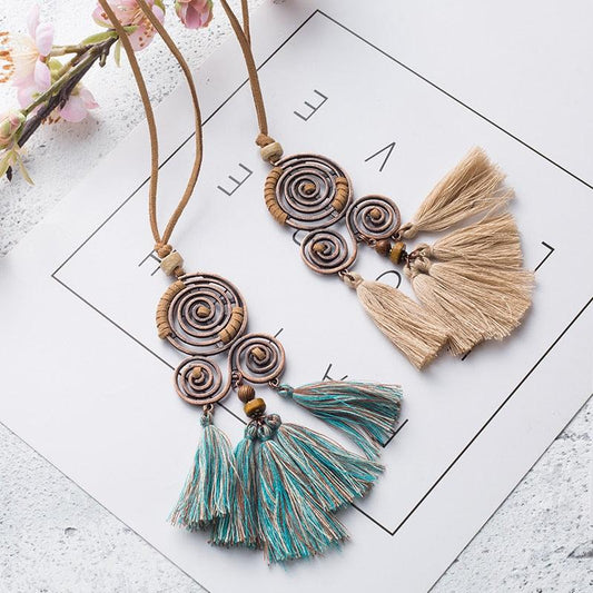 Boho Charm Tassel Pendant Necklace Necklaces - The Burner Shop