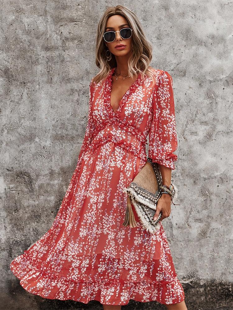 Boho Chic Butterfly Sleeve Dress Dresses - The Burner Shop