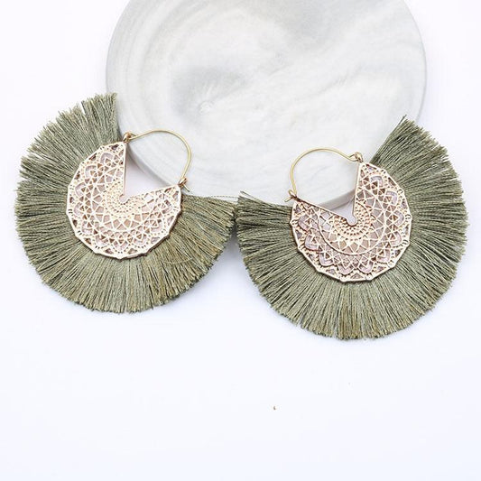 Boho Chic Fan Shaped Earrings Earrings - The Burner Shop