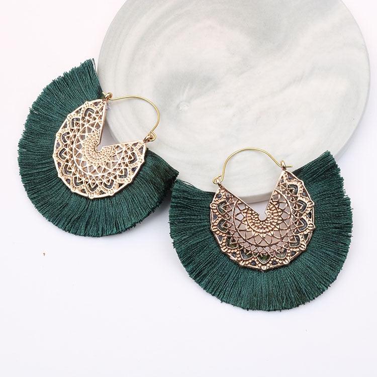 Boho Chic Fan Shaped Earrings Earrings - The Burner Shop