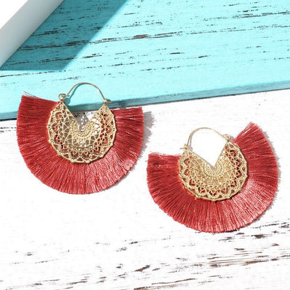 Boho Chic Fan Shaped Earrings Earrings - The Burner Shop