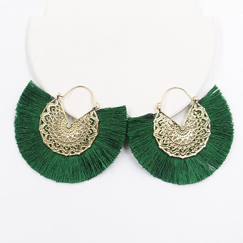 Boho Chic Fan Shaped Earrings Earrings - The Burner Shop