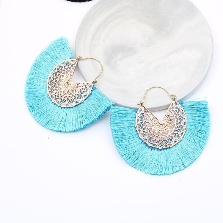 Boho Chic Fan Shaped Earrings Earrings - The Burner Shop