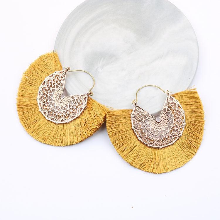 Boho Chic Fan Shaped Earrings Earrings - The Burner Shop