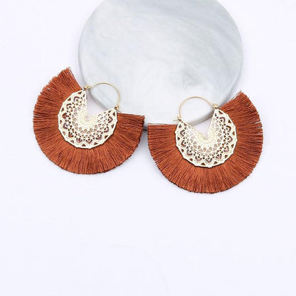 Boho Chic Fan Shaped Earrings Earrings - The Burner Shop