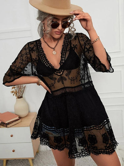 black lace boho dress Wedding Dress: Long Sleeve Dark Bridal Gown - Zlata The maxi length ensures you great coverage Black Lace Dresses for Women