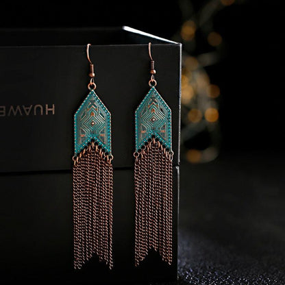 Boho Chic Long Chain Dangle Earrings Earrings - The Burner Shop