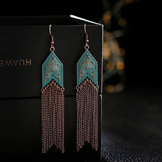 Boho Chic Long Chain Dangle Earrings Earrings - The Burner Shop