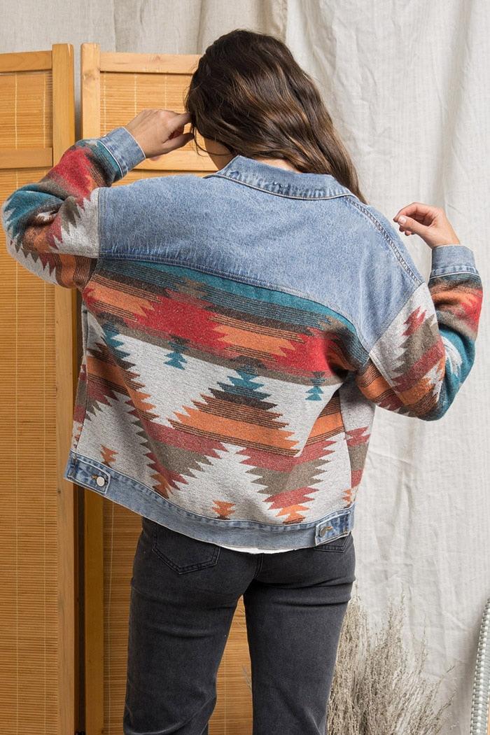 Boho Chic Retro Denim Jacket Jackets - The Burner Shop