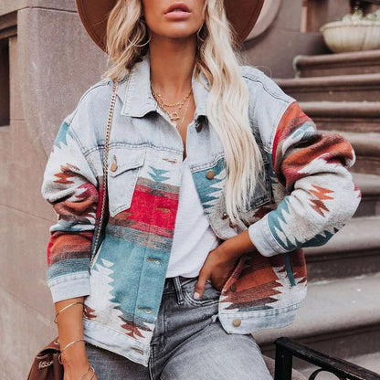 Boho Chic Retro Denim Jacket Jackets - The Burner Shop