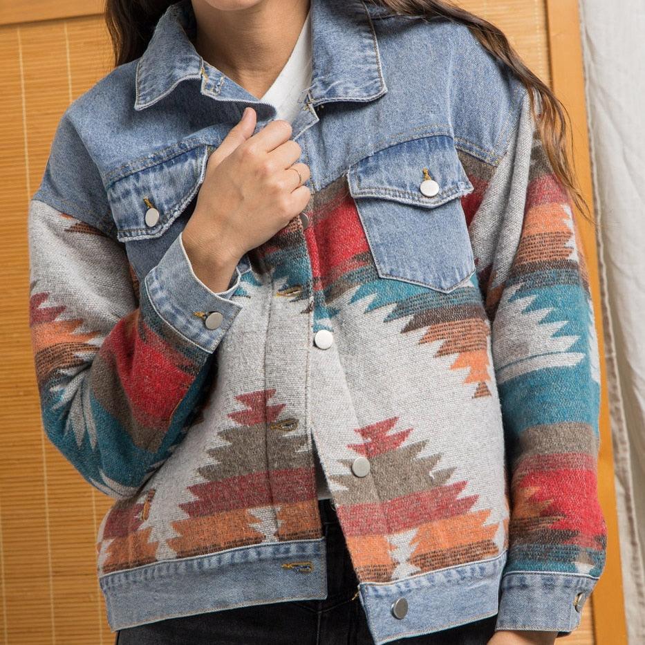 Boho Chic Retro Denim Jacket Jackets - The Burner Shop