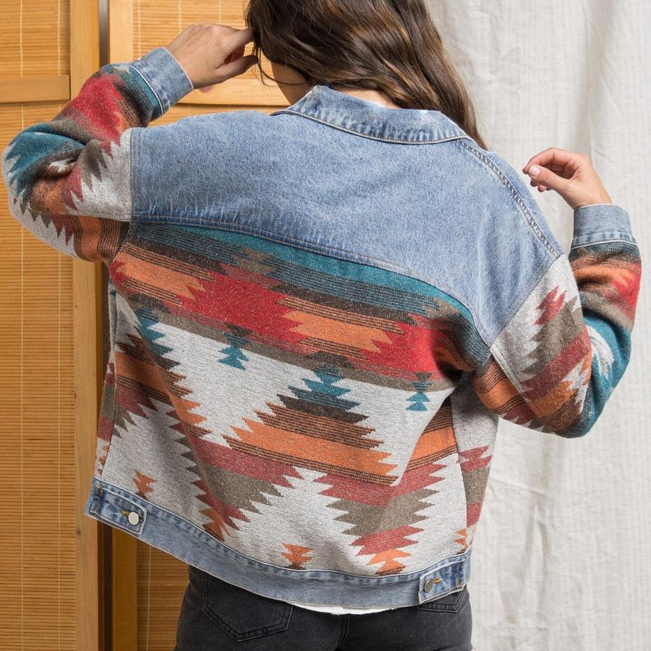 Boho Chic Retro Denim Jacket Jackets - The Burner Shop