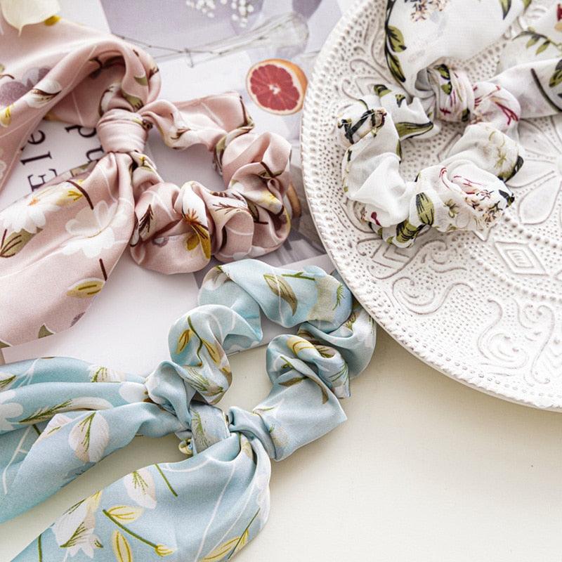 Boho Chic Ribbon Hair Scrunchies Hair Tie - The Burner Shop