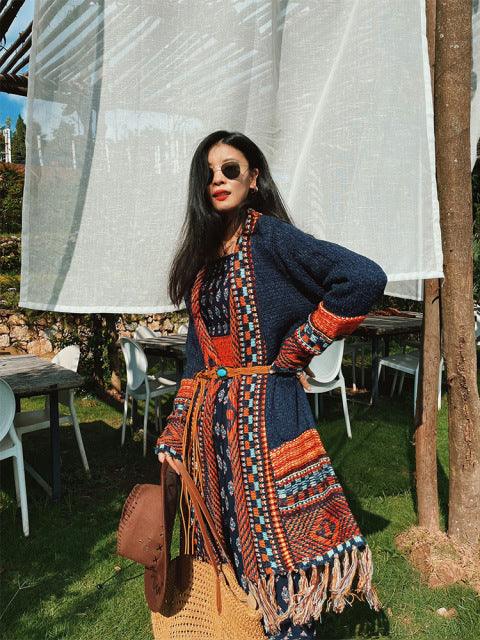 Boho Chic Tassel Knitted Cardigan Cardigans - The Burner Shop