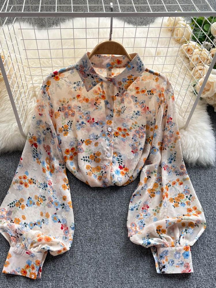 Boho Chiffon Floral Blouse Tops - The Burner Shop