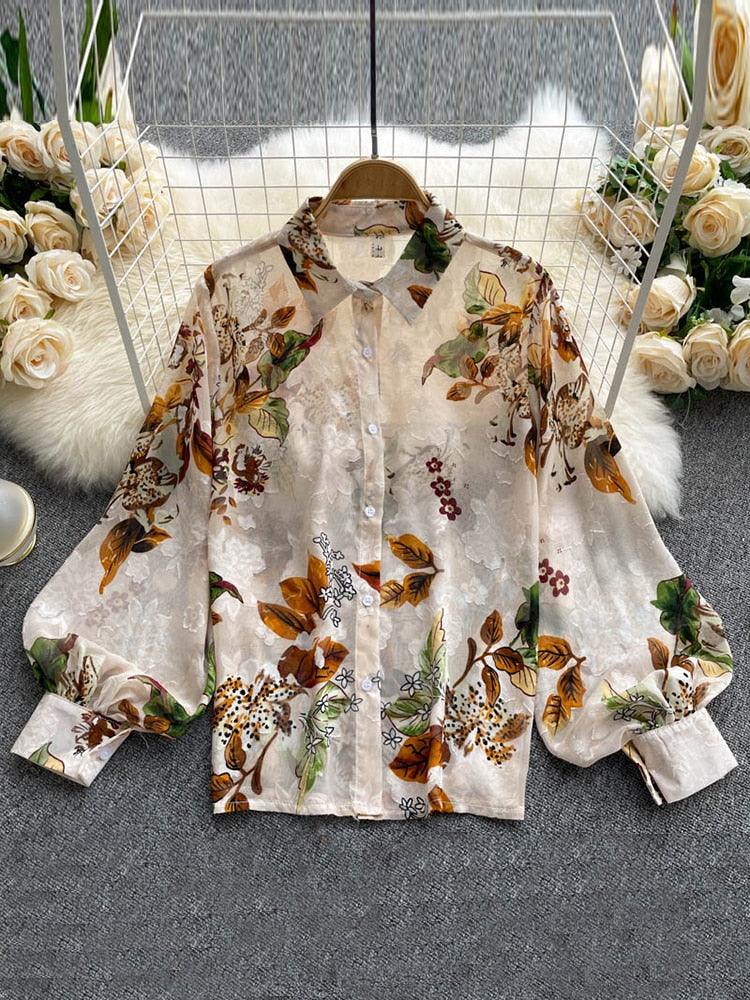 Boho Chiffon Floral Blouse Tops - The Burner Shop