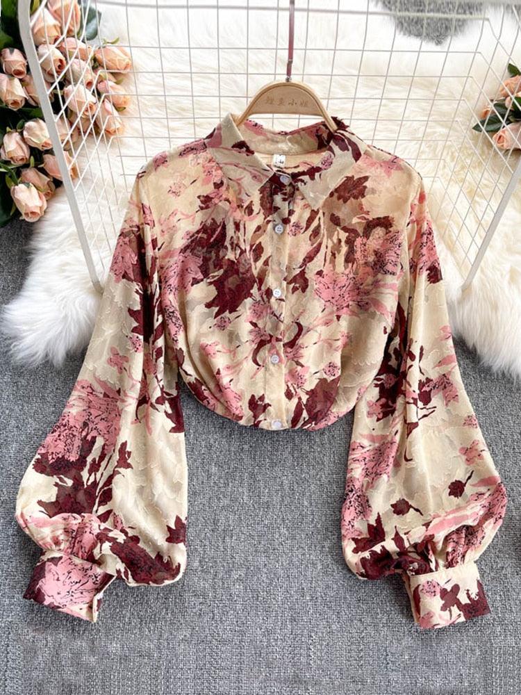 Boho Chiffon Floral Blouse Tops - The Burner Shop