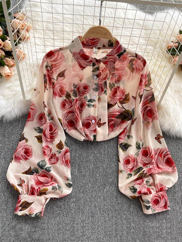 Boho Chiffon Floral Blouse Tops - The Burner Shop