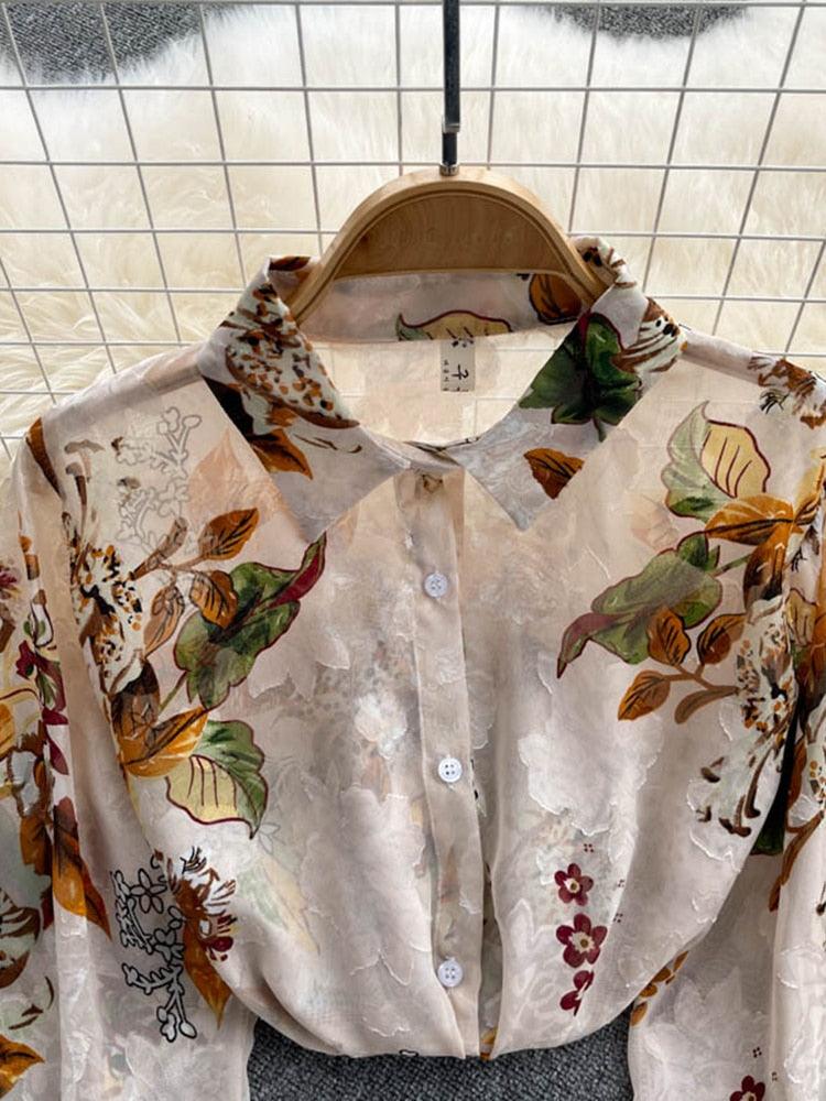Boho Chiffon Floral Blouse Tops - The Burner Shop