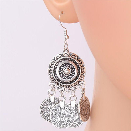 Boho Coin Tassel Drop Earrings Earrings - The Burner Shop