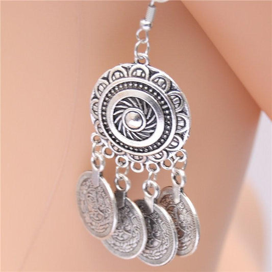 Boho Coin Tassel Drop Earrings Earrings - The Burner Shop
