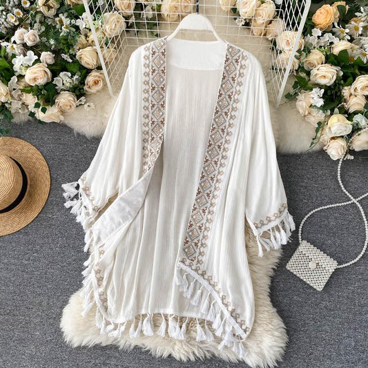 Boho Cotton Long Bikini Cover Cover Ups - The Burner Shop