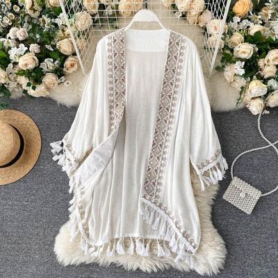 Boho Cotton Long Bikini Cover Cover Ups - The Burner Shop