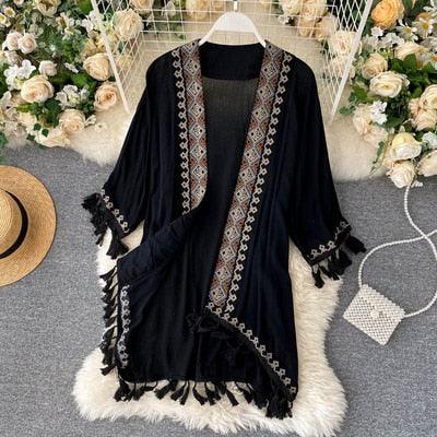 Boho Cotton Long Bikini Cover Cover Ups - The Burner Shop