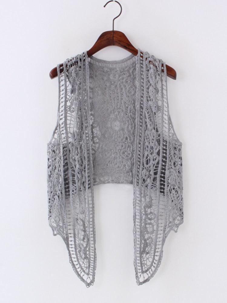 Boho Crochet Vest Vests - The Burner Shop