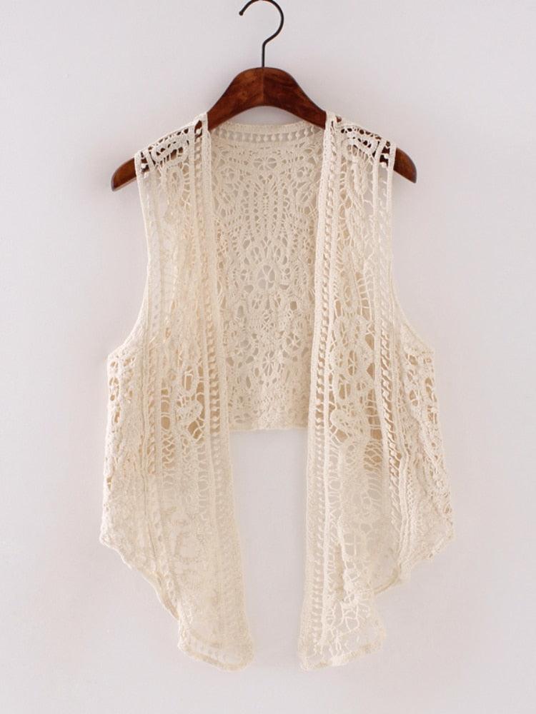 Boho Crochet Vest Vests - The Burner Shop