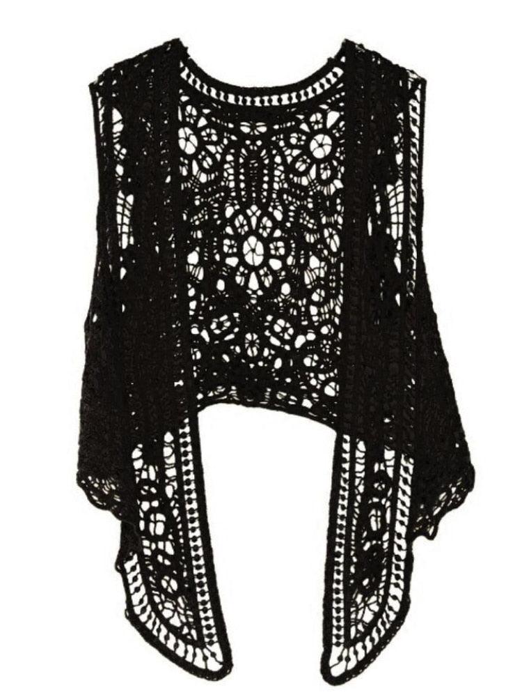 Boho Crochet Vest Vests - The Burner Shop