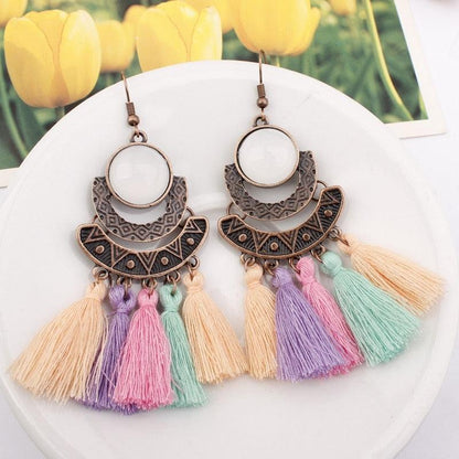 Boho Drop Tassel Earrings Earrings - The Burner Shop