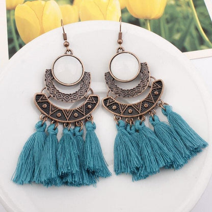 Boho Drop Tassel Earrings Earrings - The Burner Shop