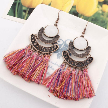 Boho Drop Tassel Earrings Earrings - The Burner Shop