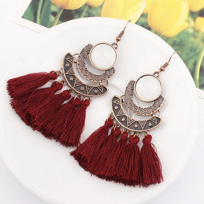 Boho Drop Tassel Earrings Earrings - The Burner Shop