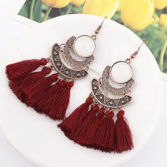 Boho Drop Tassel Earrings Earrings - The Burner Shop