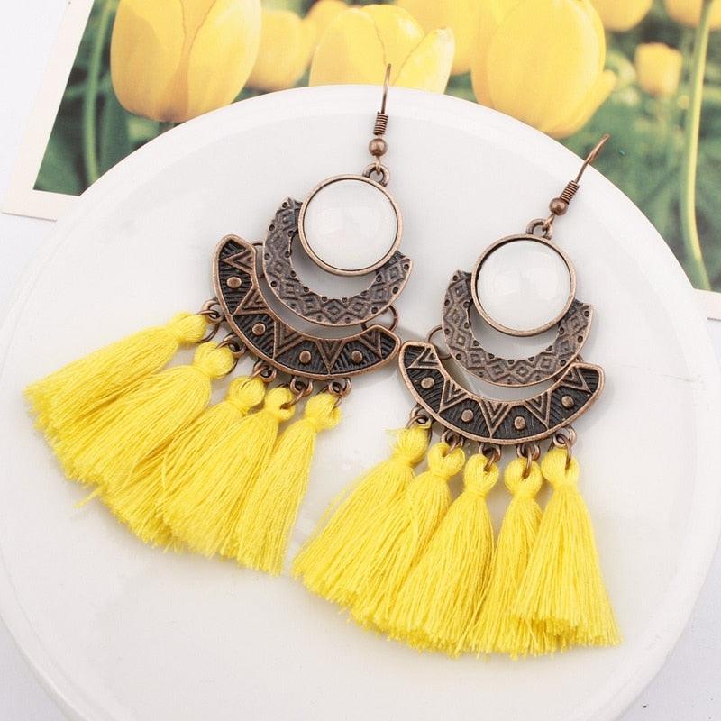 Boho Drop Tassel Earrings Earrings - The Burner Shop