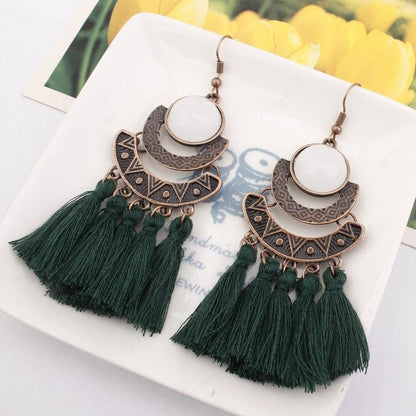 Boho Drop Tassel Earrings Earrings - The Burner Shop