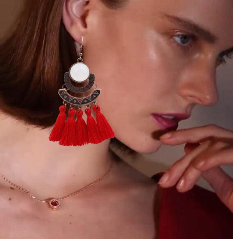 Boho Drop Tassel Earrings Earrings - The Burner Shop