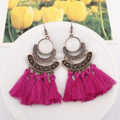 Boho Drop Tassel Earrings Earrings - The Burner Shop
