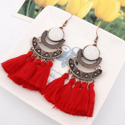 Boho Drop Tassel Earrings Earrings - The Burner Shop