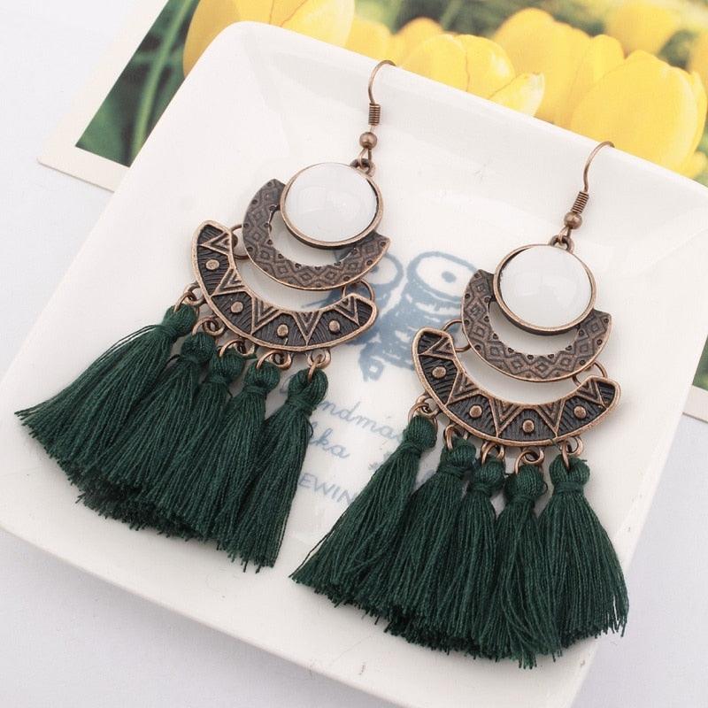 Boho Drop Tassel Earrings Earrings - The Burner Shop
