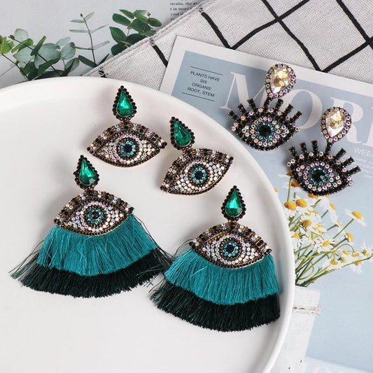 Boho Evil Eye Dangle Earrings Earrings - The Burner Shop