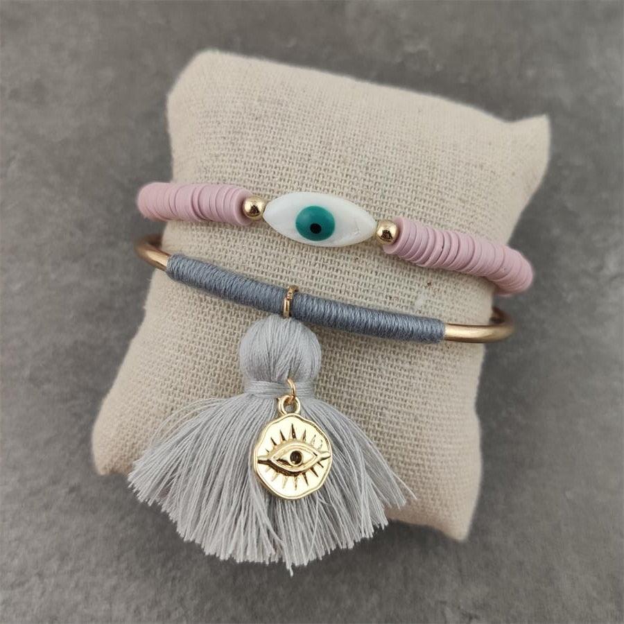 Boho Evil Eye with Tassel Bracelets Bracelets - The Burner Shop