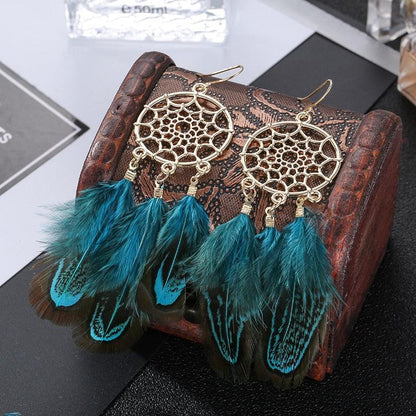Boho Feather Tassel Earrings Earrings - The Burner Shop